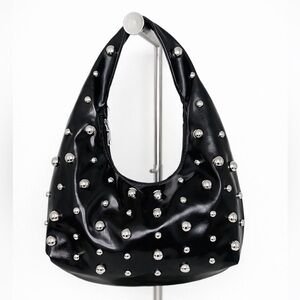 Black Studded Hobo Bag